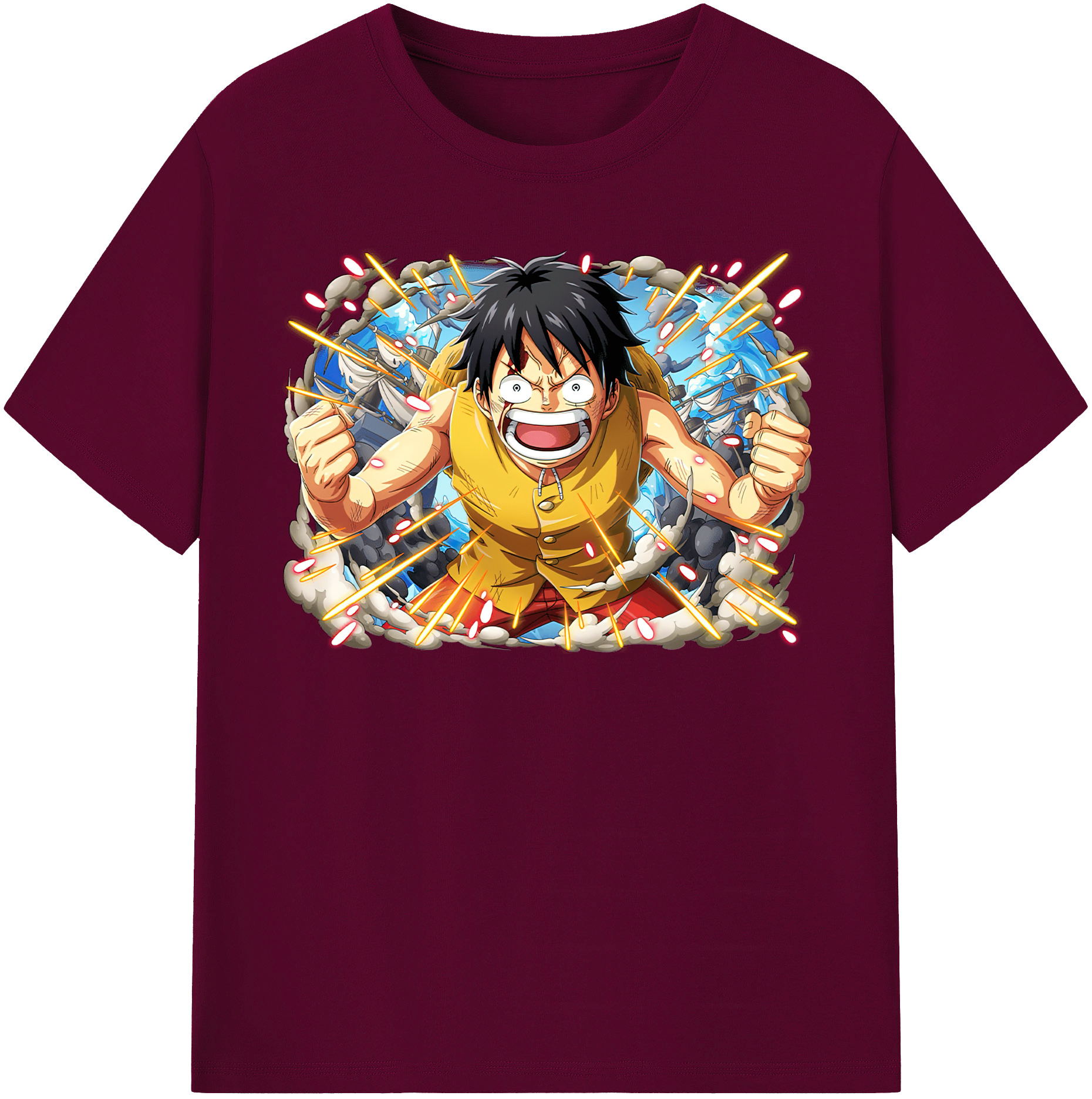 ワンピース モンキー・D・ルフィ ONE PIECE Monkey D. Luffy レディースカジュアルプリントTシャツ（綿100％）